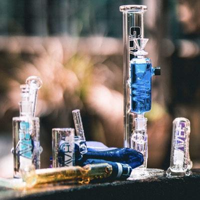 Various different glass pipes, including different sizes and styles