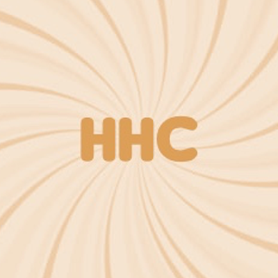 HHC in gold text on a beige background with swirl design