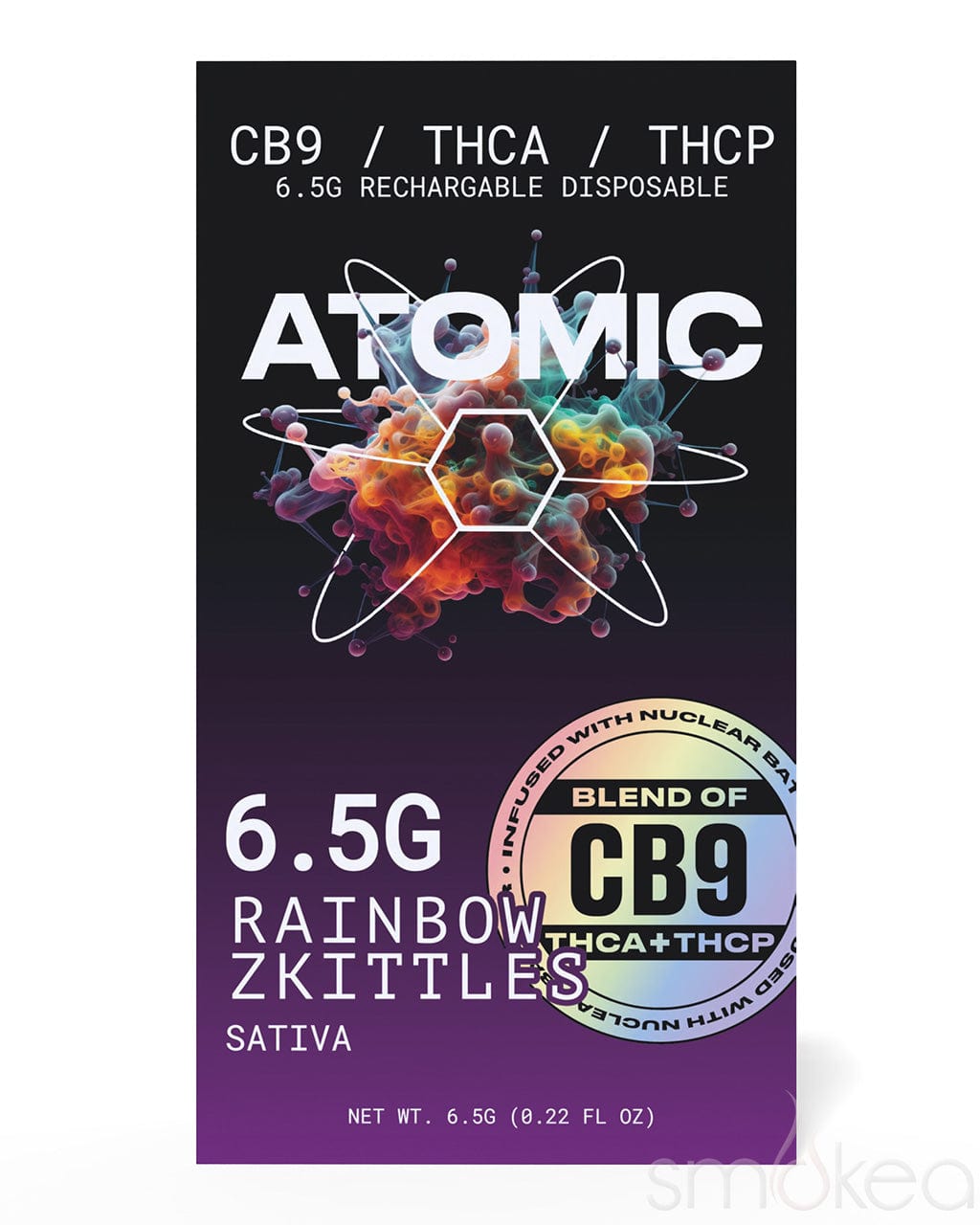 Atomic Delta 6.5g CB9 + THCA + THCP Vape - Rainbow Zkittles