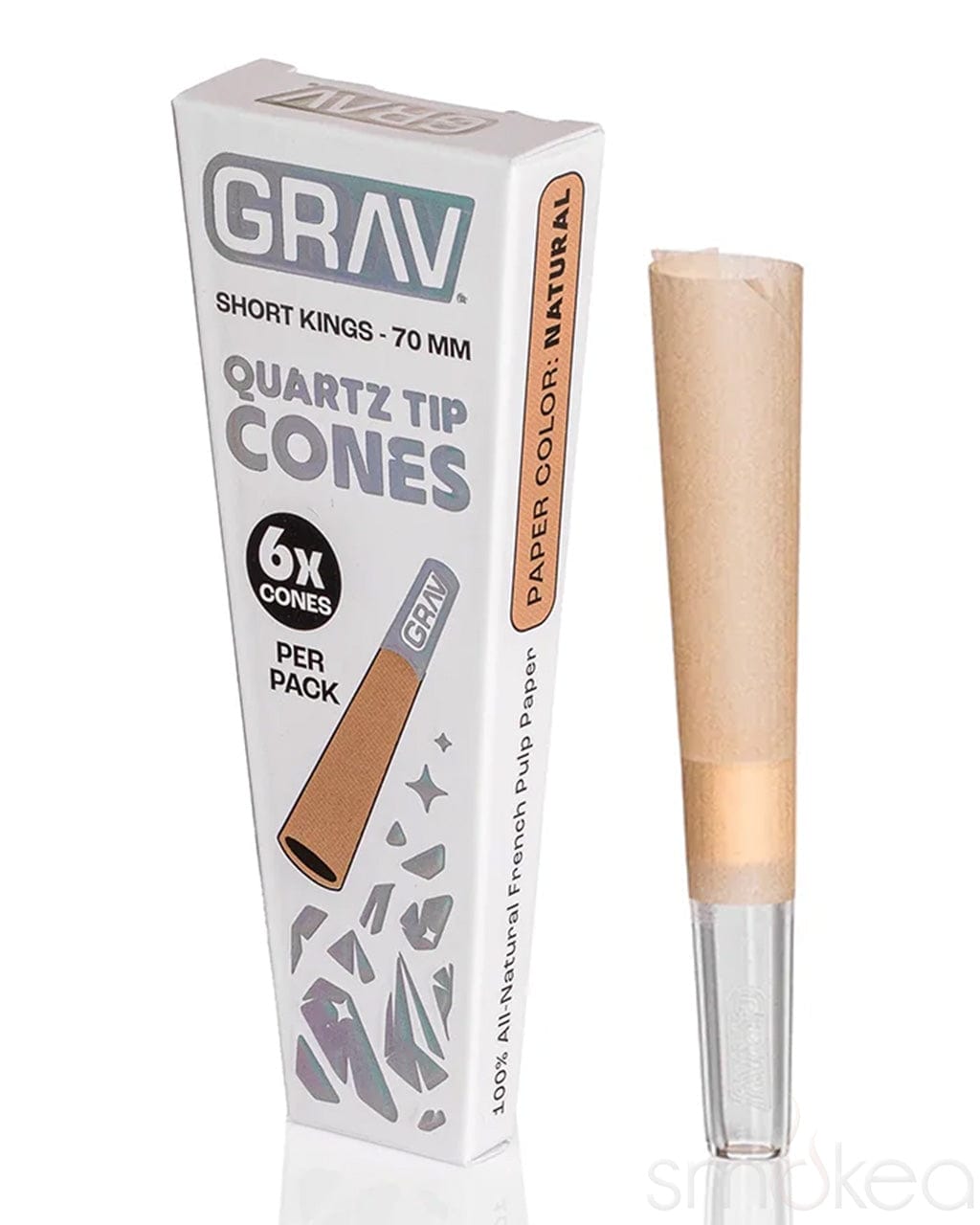 GRAV Short Kings Quartz Tips Cones (6-Pack) Natural