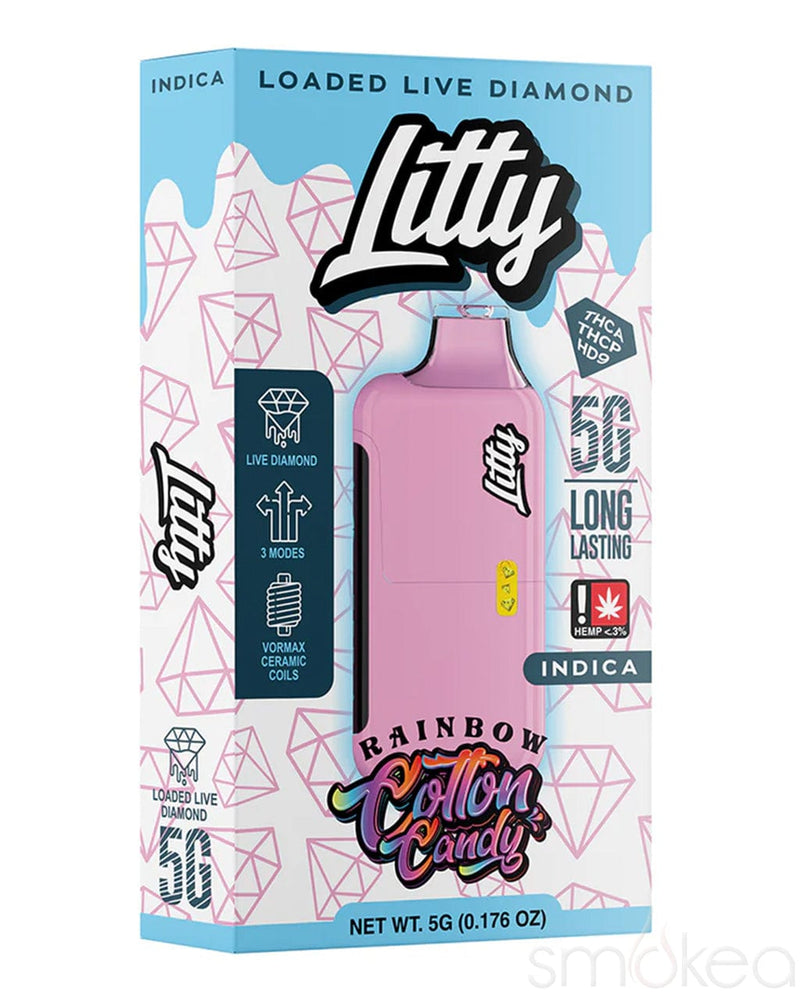 Litty 5g THCA Loaded Live Diamonds Vape - Rainbow Cotton Candy Litty 5g THCA Loaded Live Diamonds Vape - Rainbow Cotton Candy