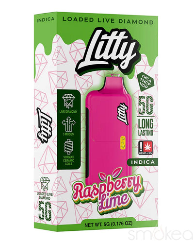 Litty 5g THCA Loaded Live Diamonds Vape - Raspberry Lime