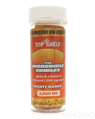 Top Shelf Hemp 2000mg Delta 8 x Delta 9 Incredible Edibles - Mighty Mango