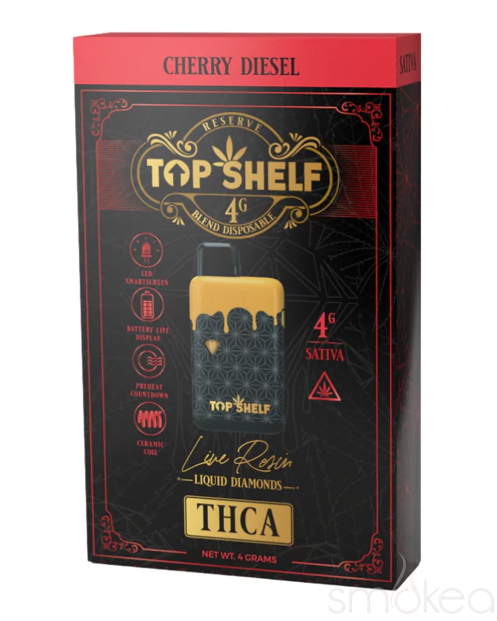 Top Shelf Hemp 4g THCA Live Resin Vape - Cherry Diesel