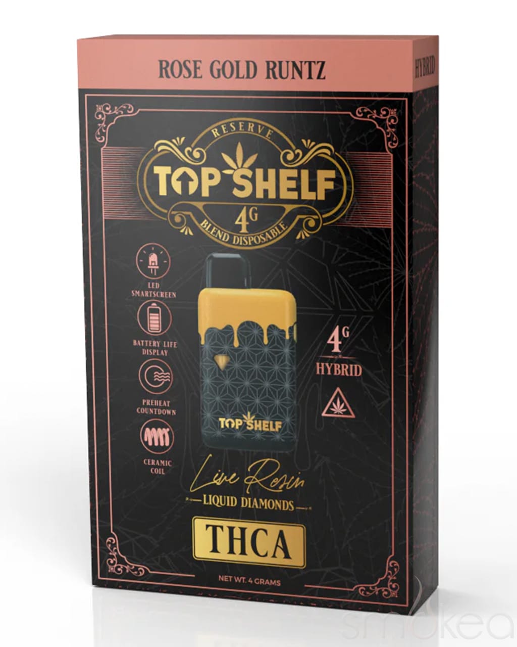 Top Shelf Hemp 4g THCA Live Resin Vape - Rose Gold Runtz