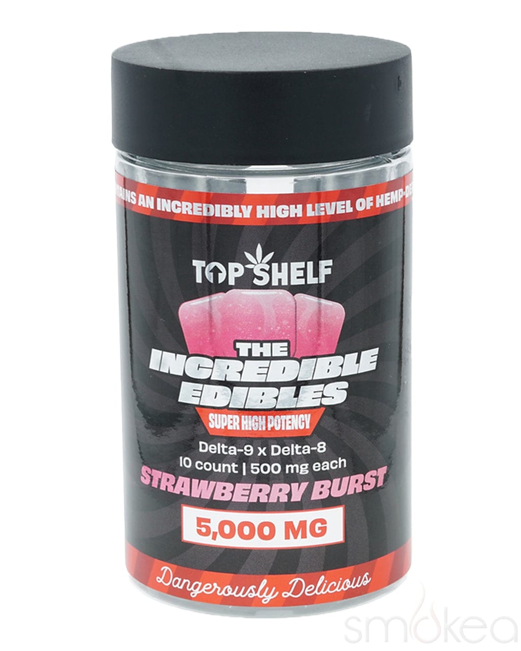 Top Shelf Hemp 5000mg Delta 8 x Delta 9 Incredible Edibles - Strawberry Burst