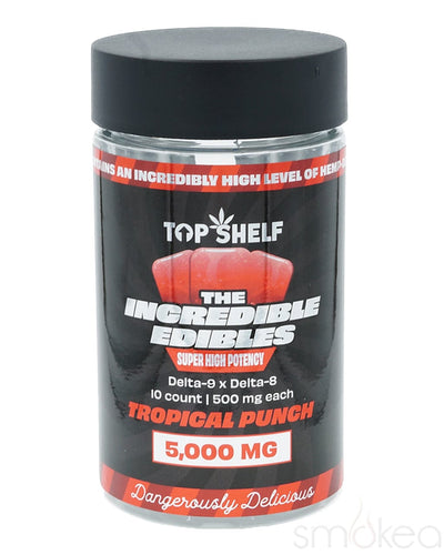 Top Shelf Hemp 5000mg Delta 8 x Delta 9 Incredible Edibles - Tropical Punch
