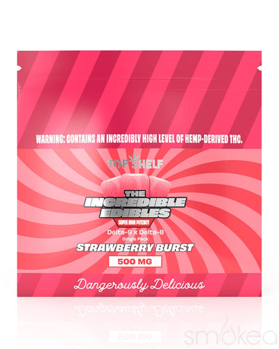 Top Shelf Hemp 500mg Delta 8 x Delta 9 Incredible Edibles - Strawberry Burst