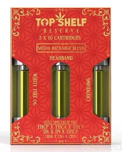 Top Shelf Hemp Sativa "Recharge" Blend Vape Cartridges (3-Pack)
