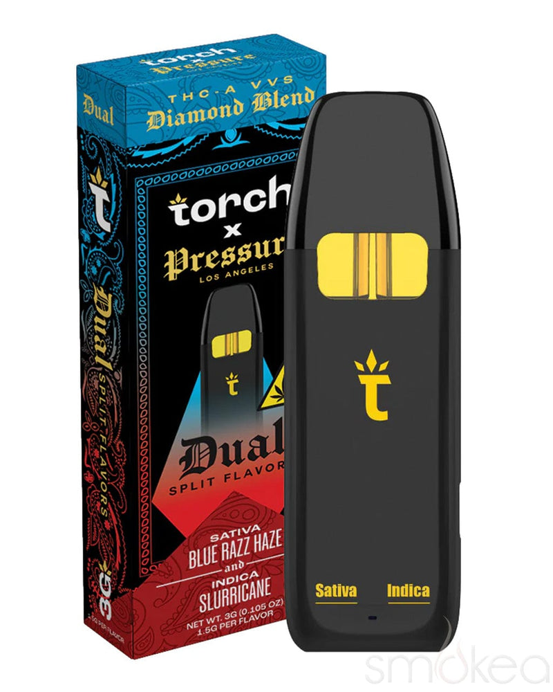 Torch x Pressure Dual THCA Diamond Blend Vape - Blue Razz Haze x Slurr Torch x Pressure Dual THCA Diamond Blend Vape - Blue Razz Haze x Slurr