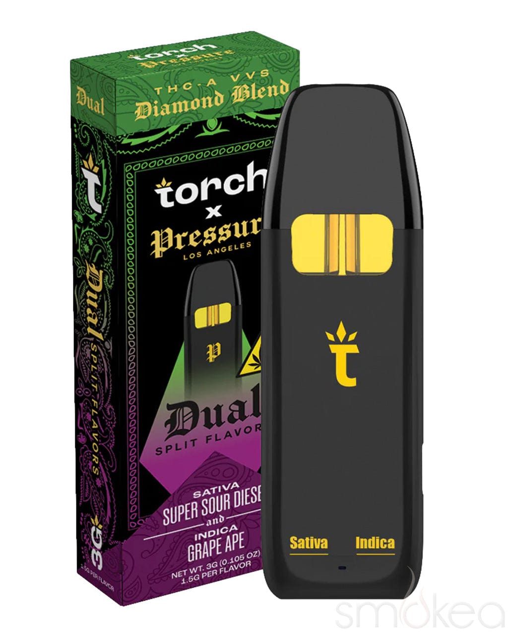 Torch x Pressure Dual THCA Diamond Blend Vape - Super Sour Diesel x Grape Ape