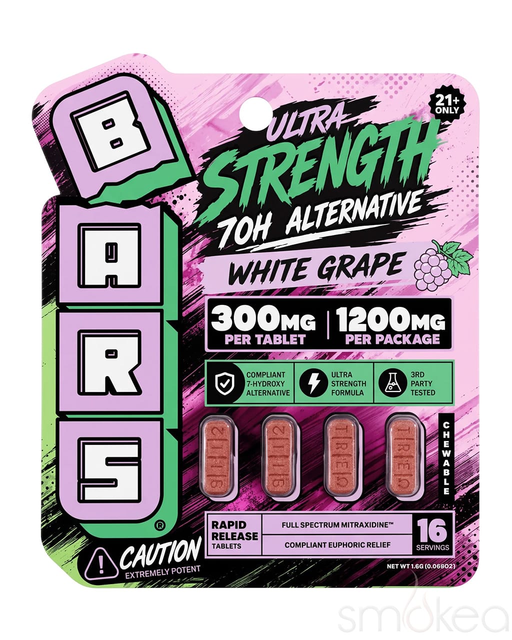 TRE House Bars Ultra Strength Mitraxidine Tablets - White Grape