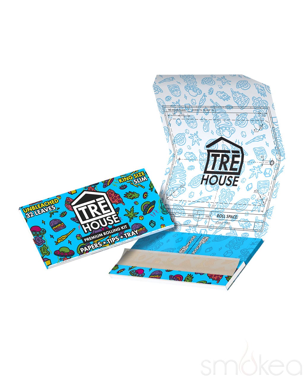 TRĒ House King Size Slim Premium Unbleached Rolling Papers Kit