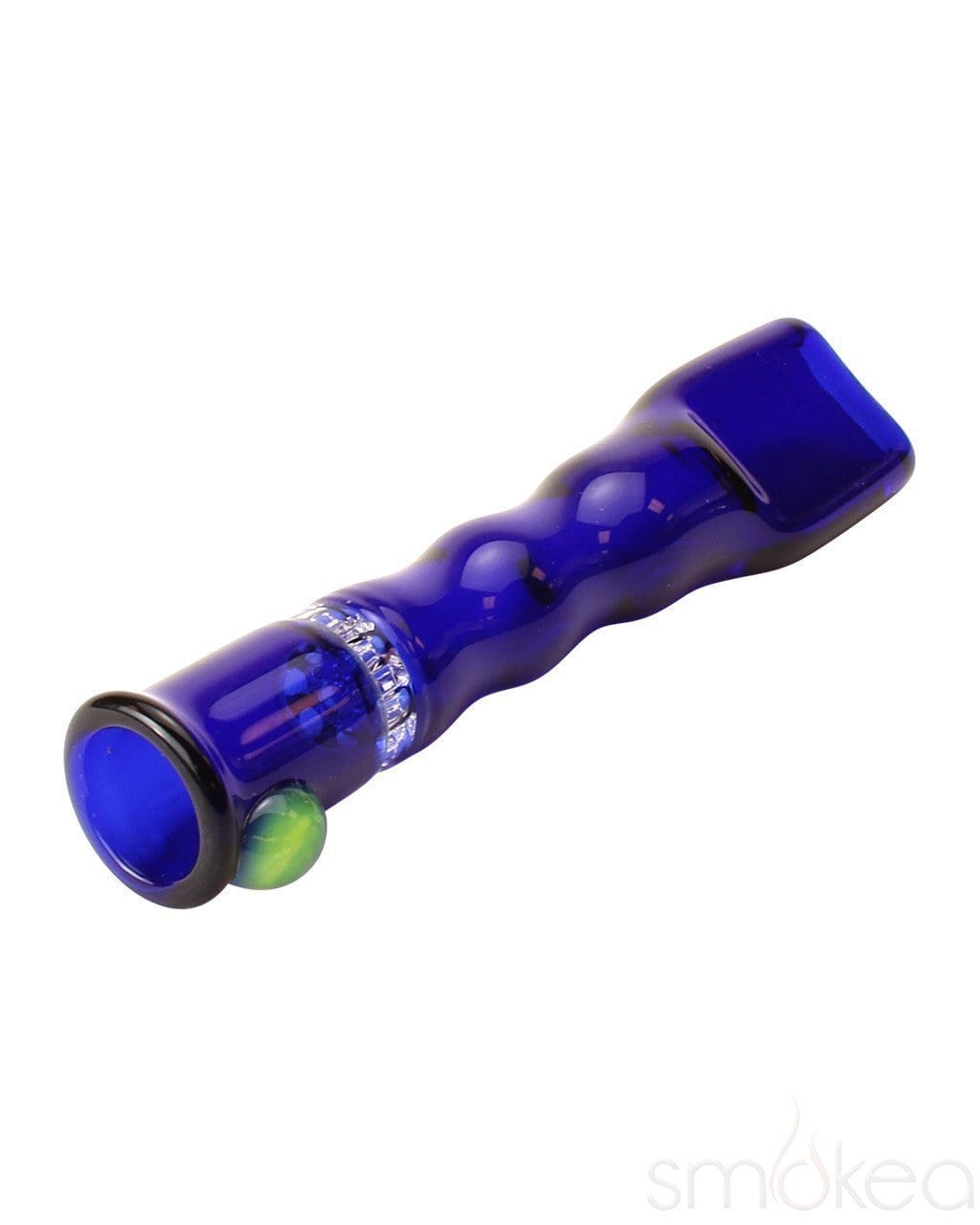 Blazing Blue Glass Honeycomb Screen Chillum Pipe Cobalt