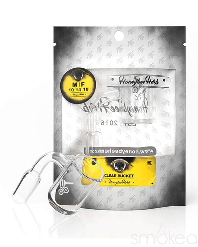 Honeybee Herb White Line 90° Clear Bucket Quartz Banger