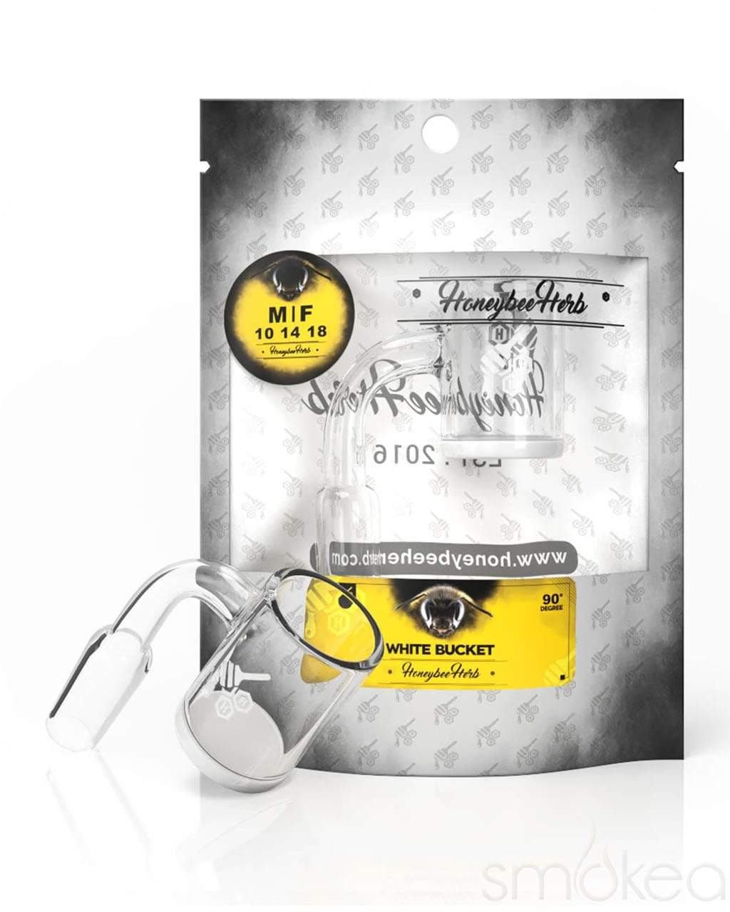 Honeybee Herb White Line 90° White Bucket Quartz Banger