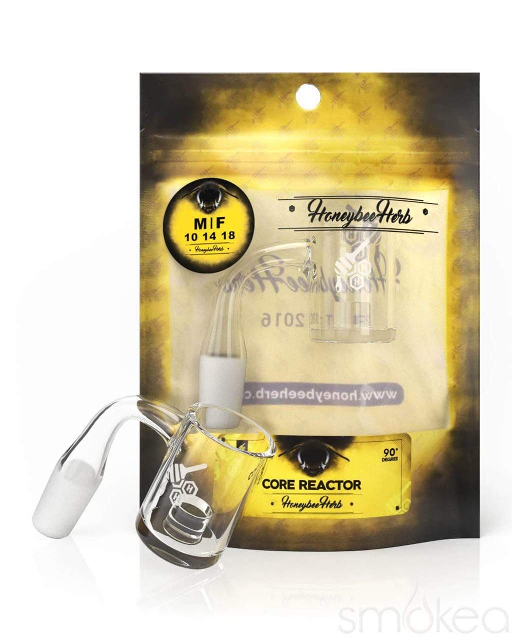 Honeybee Herb Yellow Line 90° Core Reactor Quartz Banger