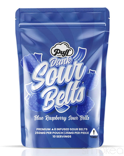 Puff Xtrax 250mg Delta 8 Sour Belts - Blue Raspberry (10-Pack)