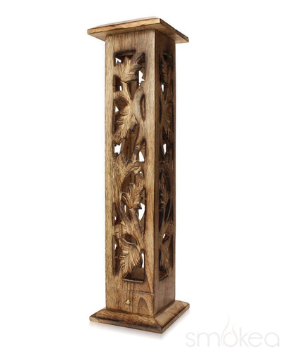 SMOKEA 12" Carved Wood Incense Burner Tower - SMOKEA®