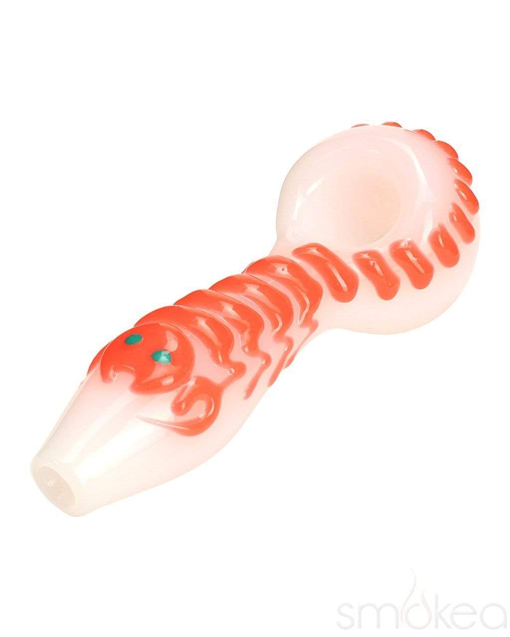 SMOKEA Glow in the Dark Scorpion Spoon Pipe White/Orange