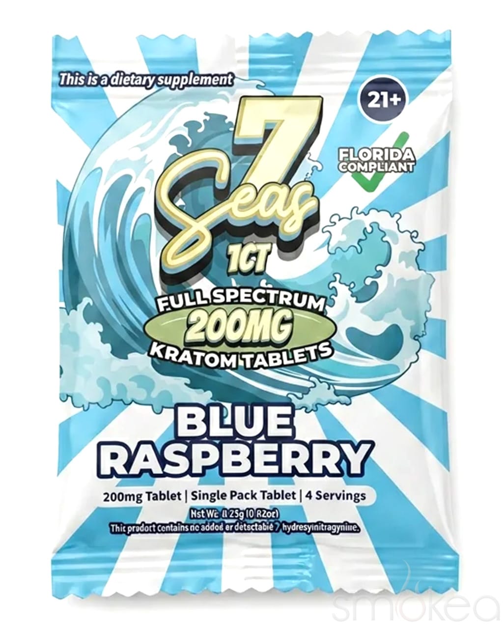 7 Seas 200mg Full Spectrum Kratom Tablet - Blue Raspberry