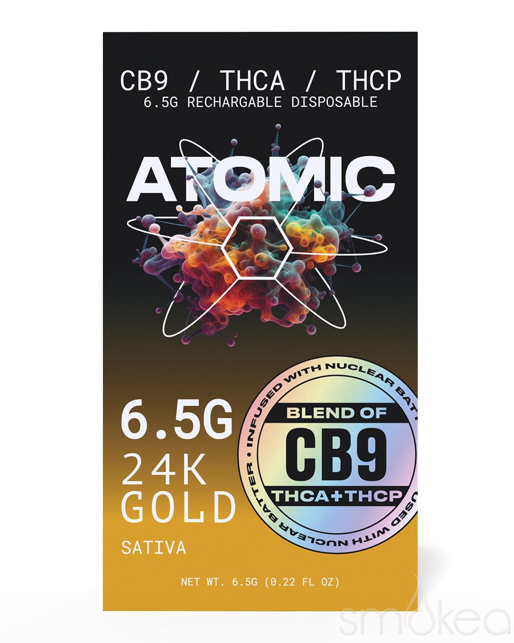 Atomic Delta 6.5g CB9 + THCA + THCP Vape - 24k Gold