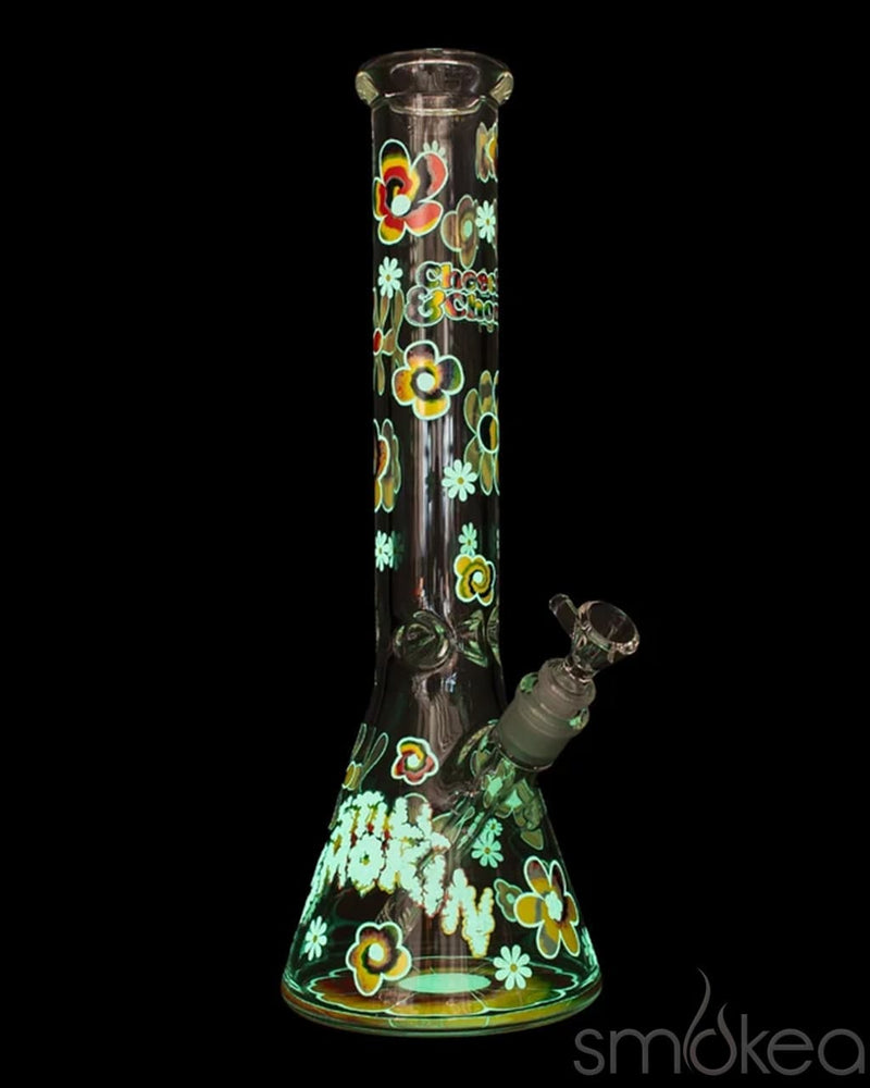 Cheech & Chong 15" 7mm Tie Dye Glow-in-the-Dark Bong