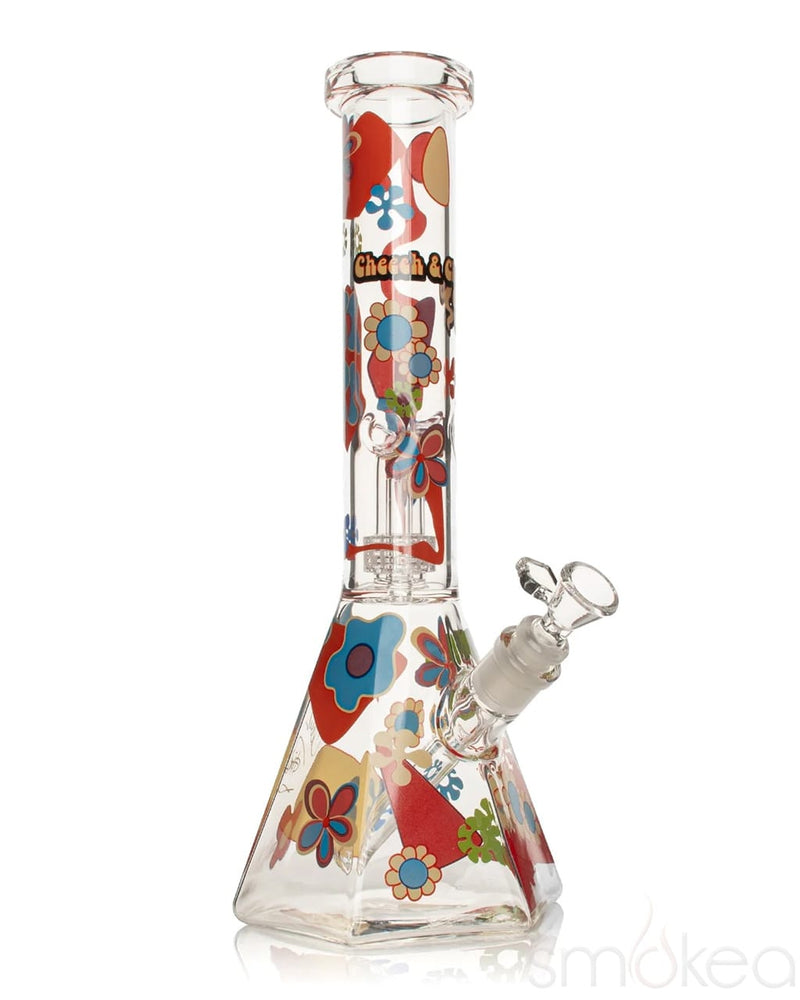 Cheech & Chong 15" Power to the Flower Dual Chamber Hex Beaker Bong Clear
