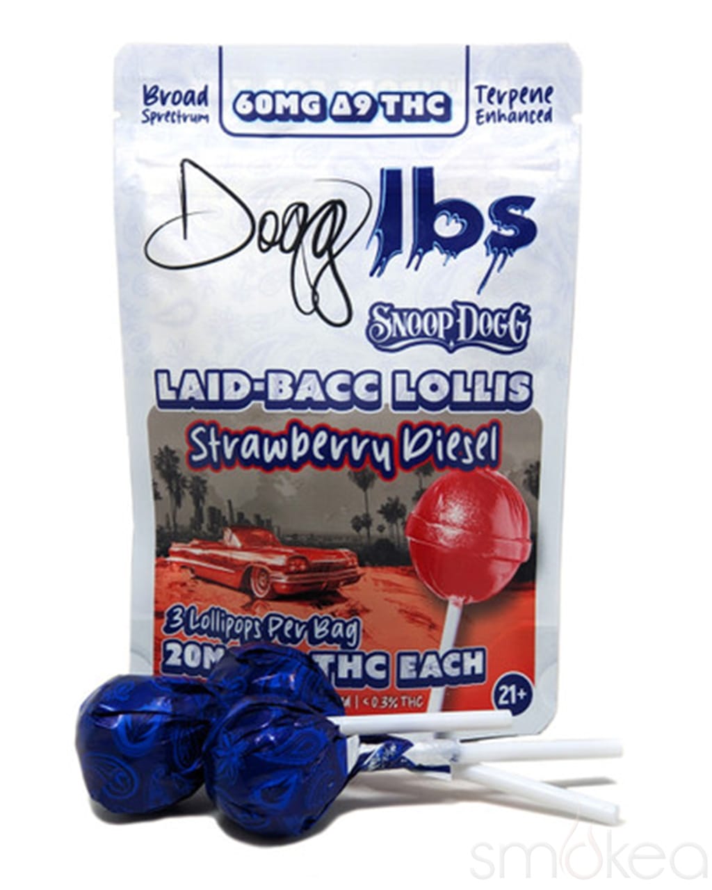 Dogg lbs Delta 9 Laid-Bacc Lollis - Strawberry Diesel