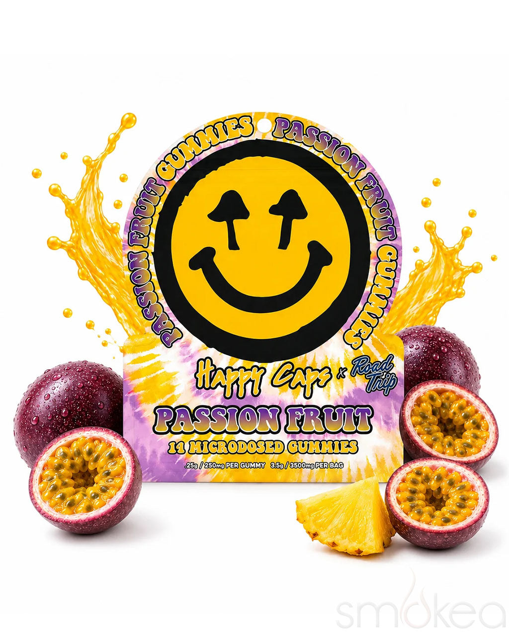 Happy Caps x Road Trip Microdosed Mushroom Gummies - Passion Fruit
