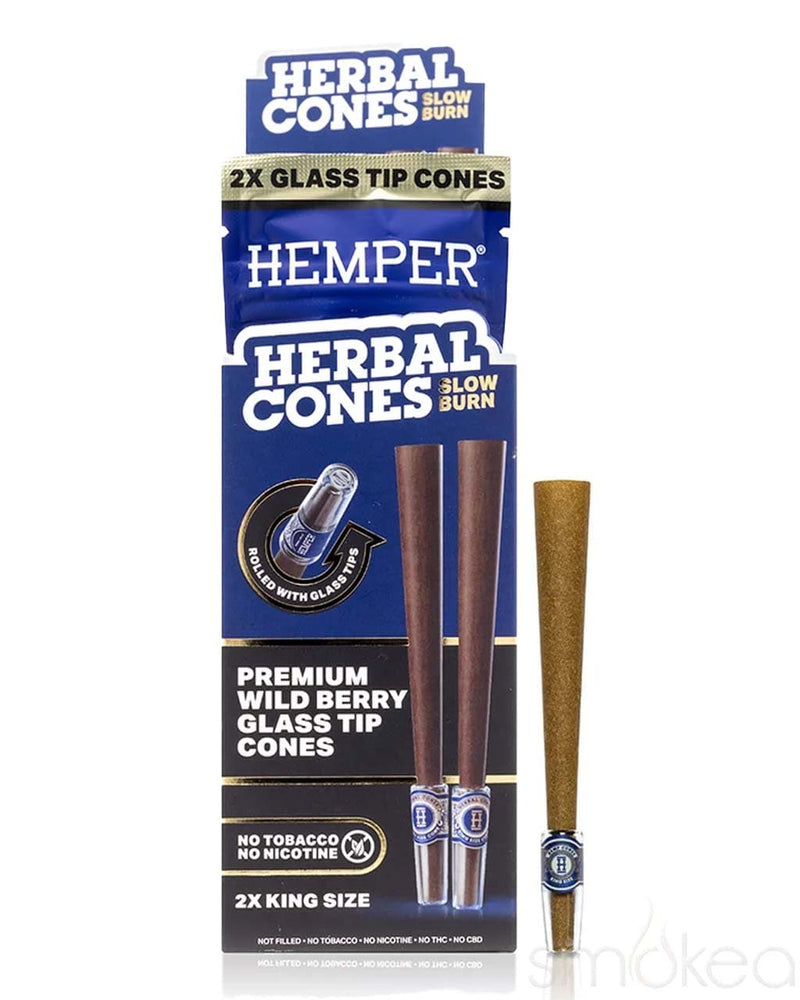Hemper King Size Glass Tipped Hemp Cones (2-Pack) Wild Berry