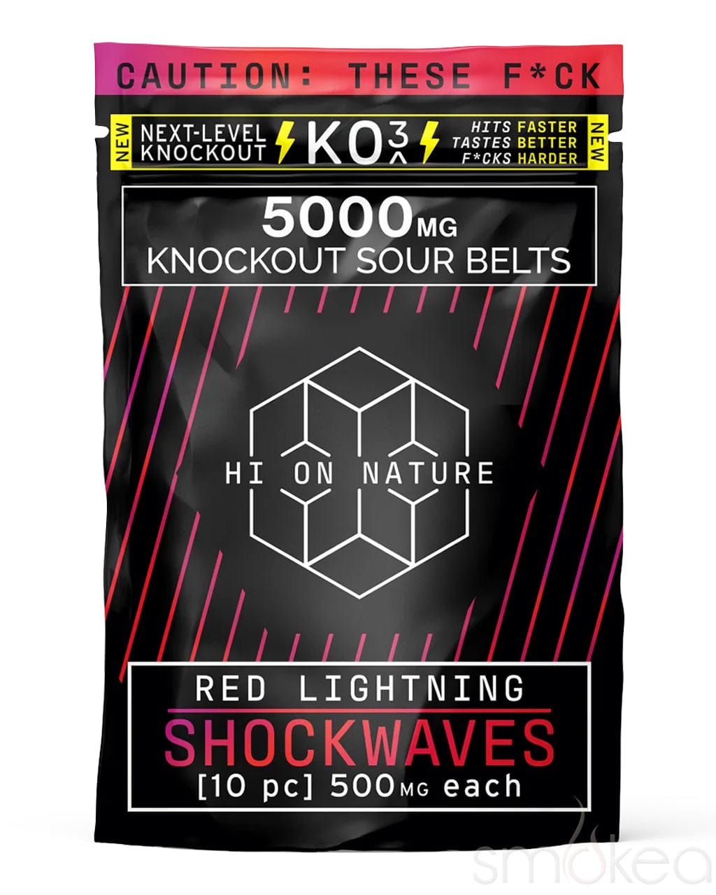 Hi On Nature 5000mg KO3 Knockout Shockwaves - Red Lightning (10-Pack)
