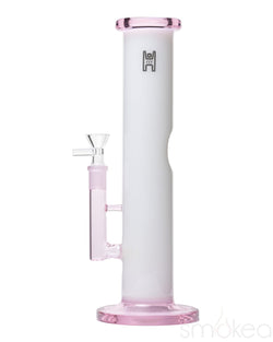 Human Grade 12" Straight Tube Bong White/Pink