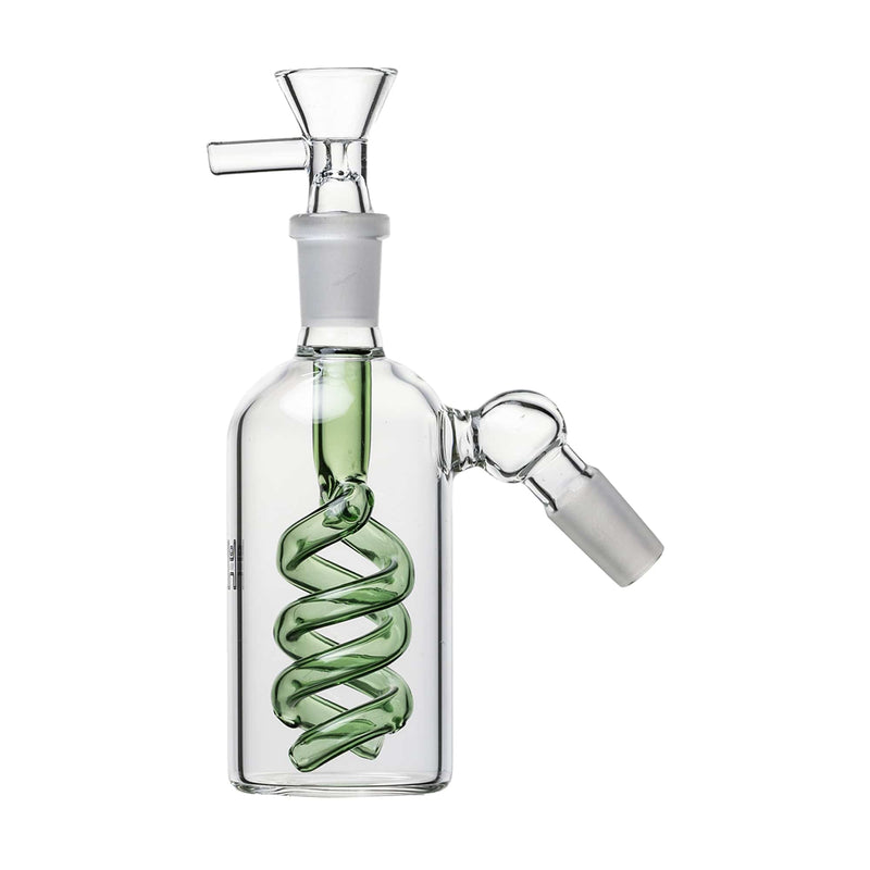 Human Grade 14mm Spiral Perc Ash Catcher Green / 45 deg
