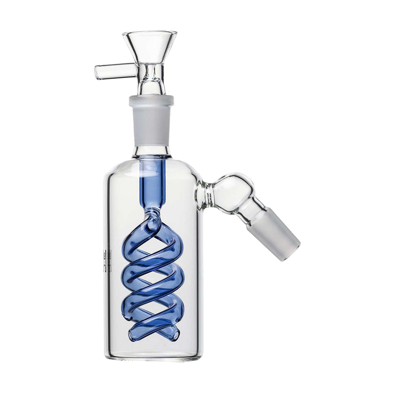 Human Grade 14mm Spiral Perc Ash Catcher Light Blue / 45 deg