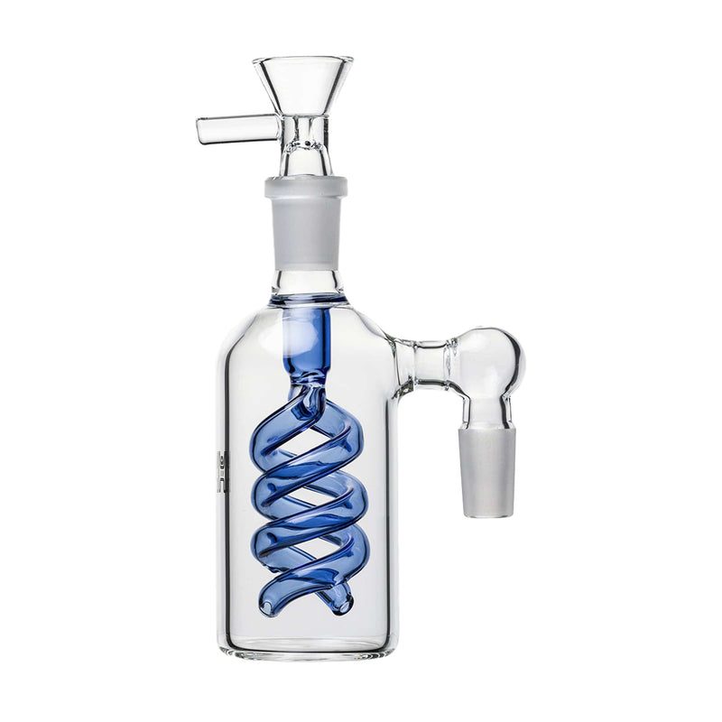 Human Grade 14mm Spiral Perc Ash Catcher Light Blue / 90 deg
