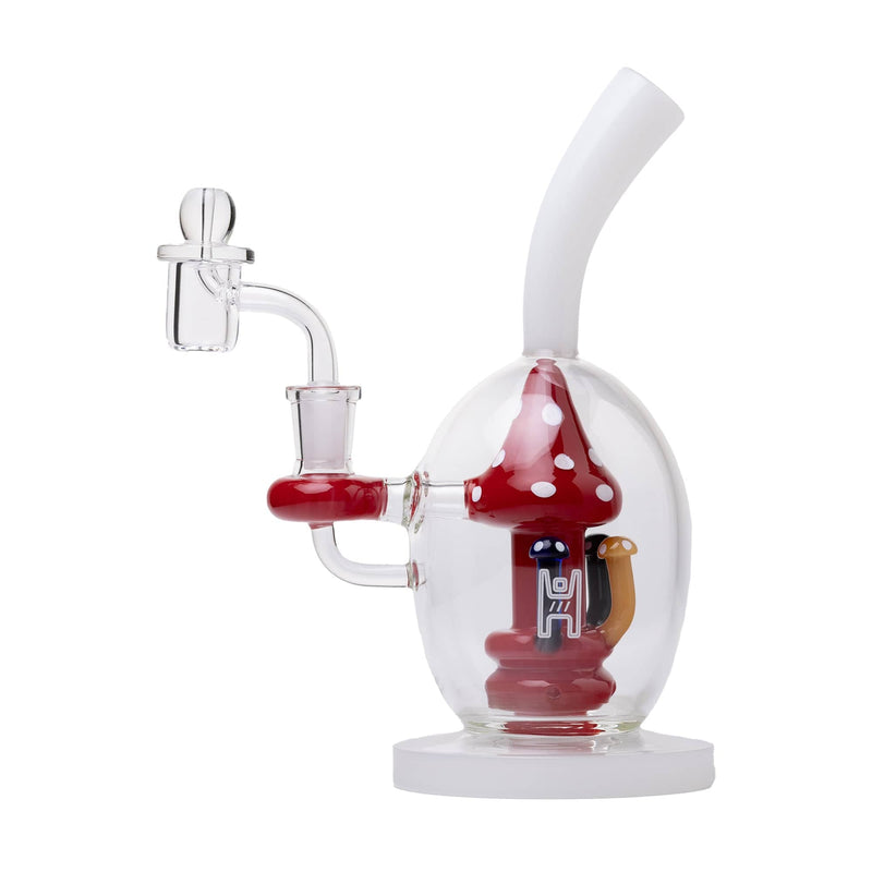 Human Grade Mushroom Globe Dab Rig White Red