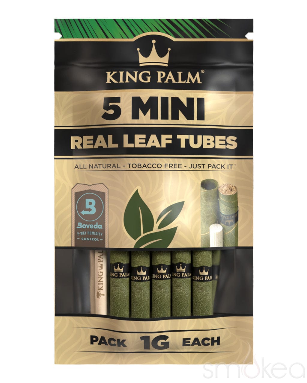 King Palm Mini Natural Pre-Rolled Cones w/ Boveda Pack (5-Pack)