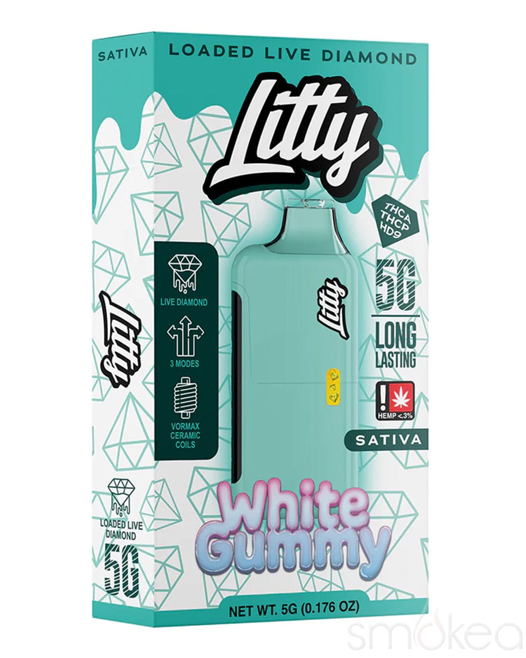 Litty 5g THCA Loaded Live Diamonds Vape - White Gummy