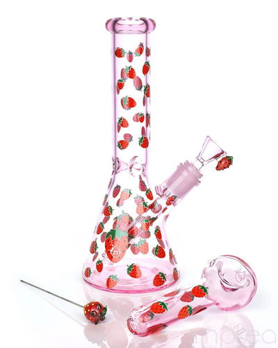 Pulsar Fruit Series Strawberry Cough Bong & Pipe Bundle