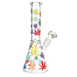 Pulsar Rainbow Leaf Glow Beaker Bong