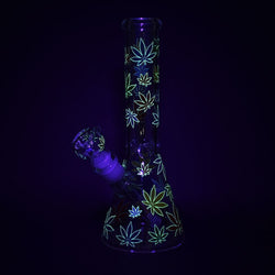 Pulsar Rainbow Leaf Glow Beaker Bong