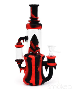 Pipes Red Skull Silicone and Glass Water Smoking Pipe Bong