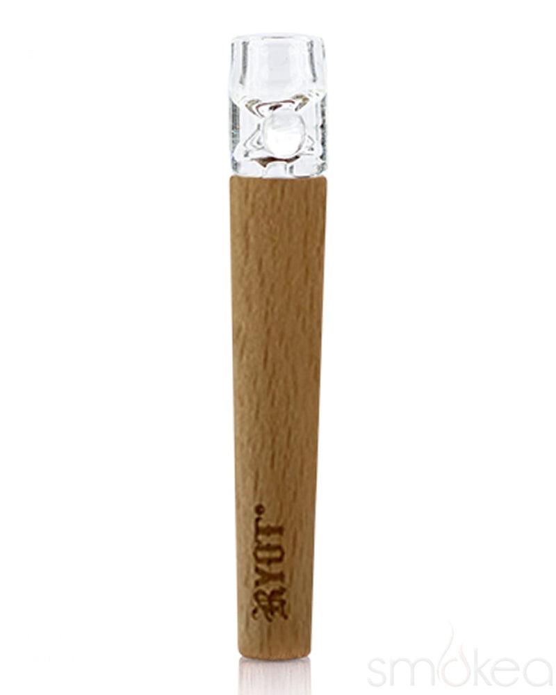 RYOT 12mm Large Wood One Hitter Bat w/ Glass Tip Beech