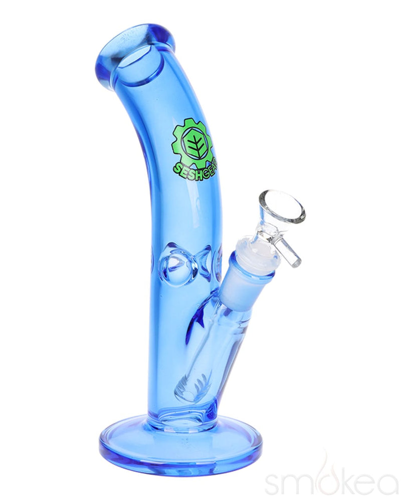 SeshGear Lean Back Bent Tube Colored Glass Bong Blue