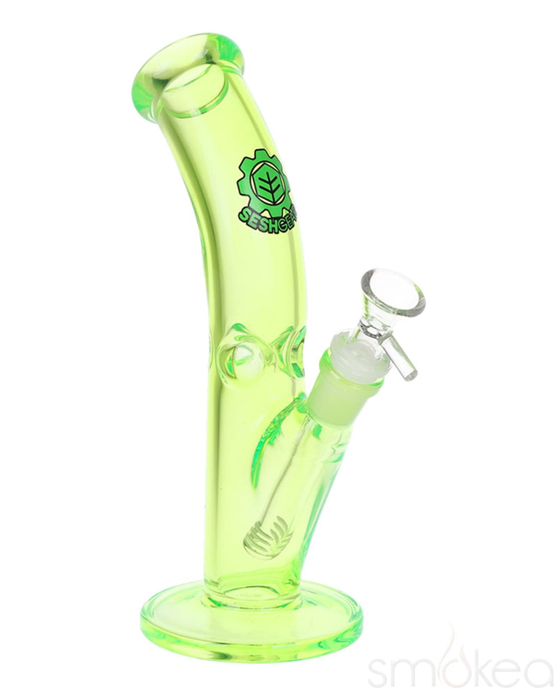 SeshGear Lean Back Bent Tube Colored Glass Bong Green