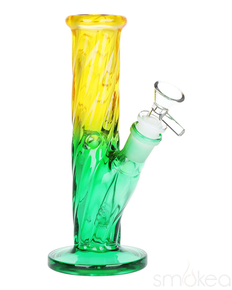 SeshGear Twist Ombre Straight Tube Glass Bong Yellow Green Ombre