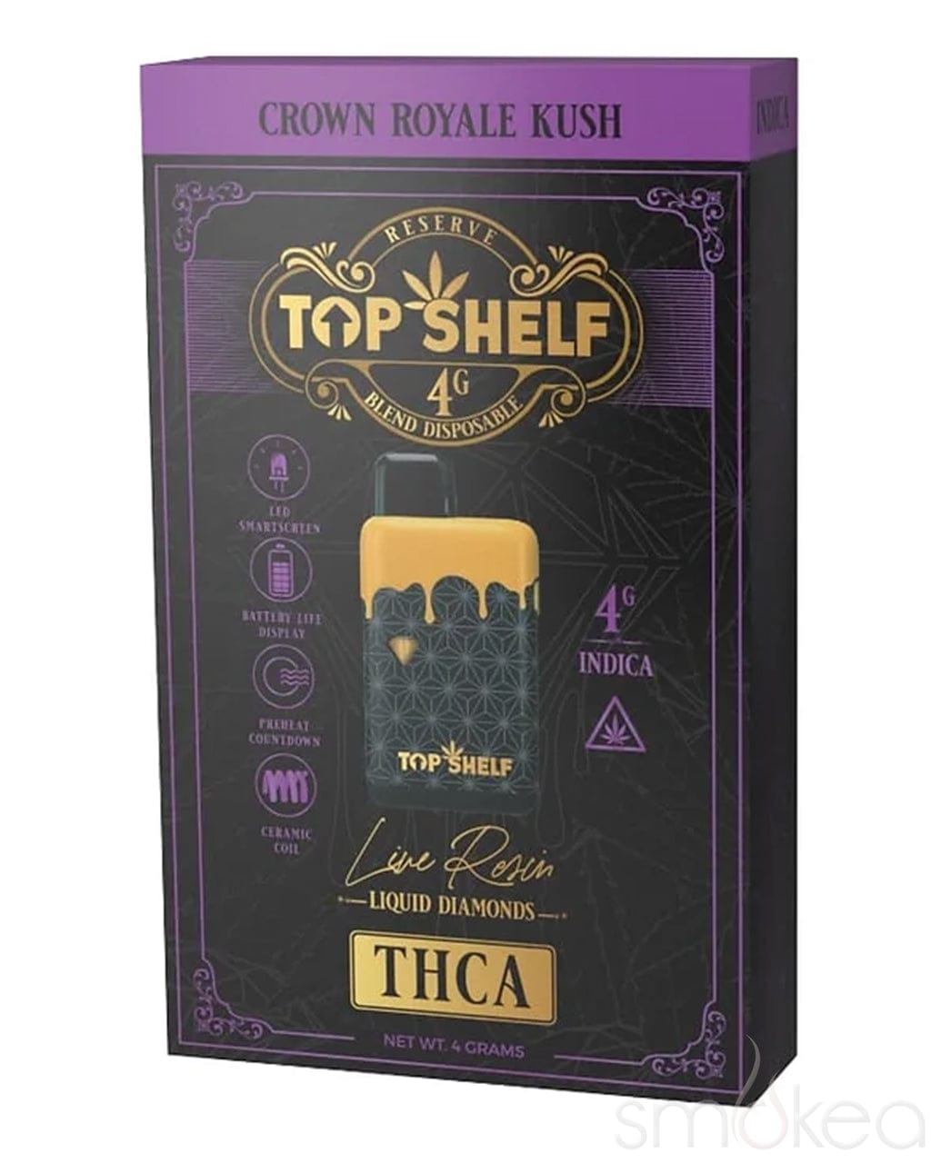 Top Shelf Hemp 4g THCA Live Resin Vape - Crown Royale Kush Top Shelf Hemp 4g THCA Live Resin Vape - Crown Royale Kush