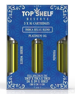 Top Shelf Hemp Indica "Relax" Blend Vape Cartridges (3-Pack)