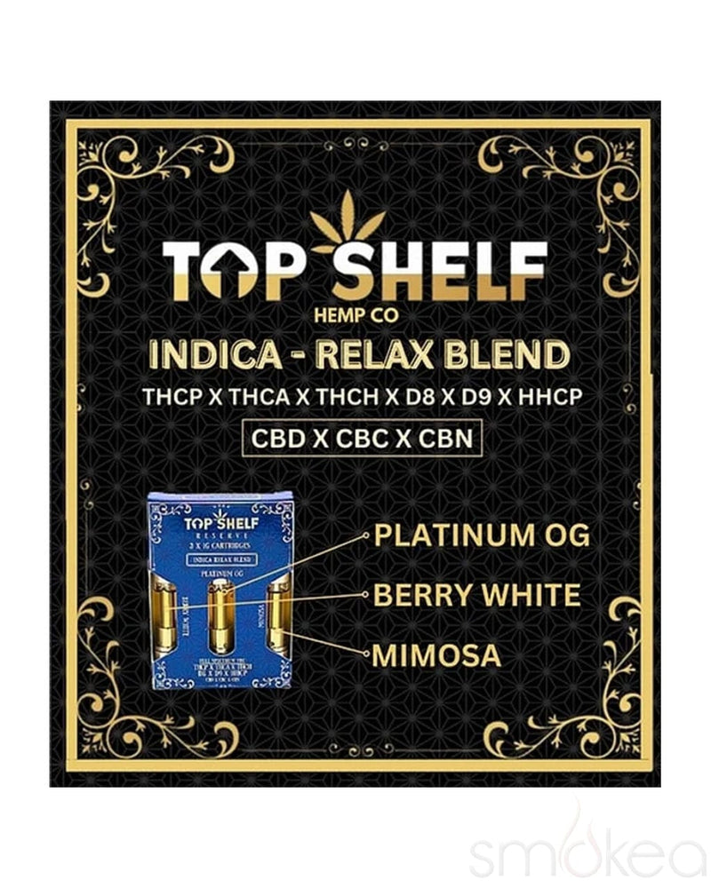 Top Shelf Hemp Indica "Relax" Blend Vape Cartridges (3-Pack)
